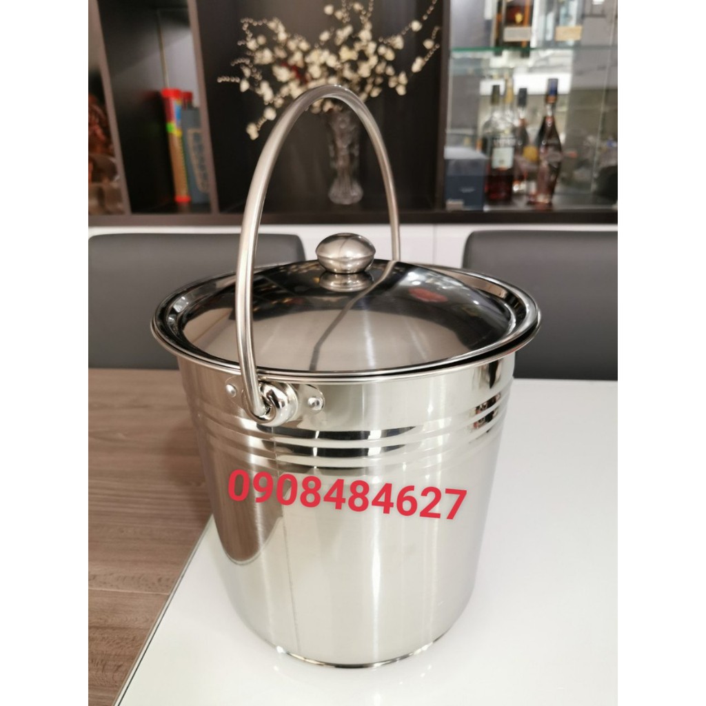 Xô Inox Có Nắp Đựng Nước Lèo / Đựng Đá