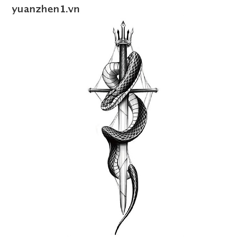 Hình Xăm Dán Tạm Thời Hình Rắn Đen Chống Nước