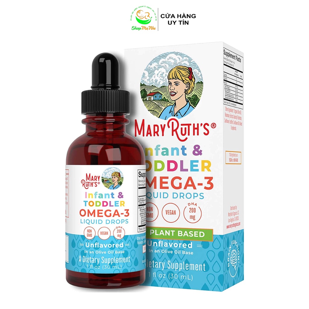 Omega 3 DHA thuần chay từ tảo cho bé sơ sinh & trẻ em 6thang-3 tuổi Mary Ruth’s Infant & Toddler Omega-3 Liquid Drops.