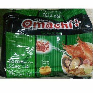 Túi 5 Gói Mì Omachi Hương Vị Tôm Chua Cay 5 sao (78gr/Gói)