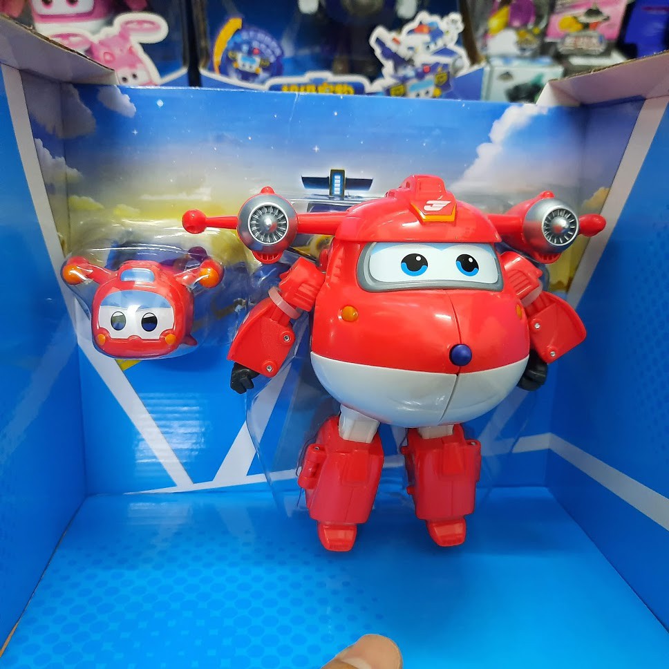 Bộ mô hình super wings đội bay siêu đẳng máy bay Jett tia chớp cỡ lớn và thú cưng đồ chơi trẻ em