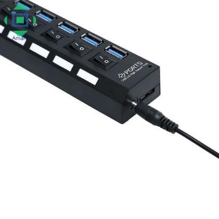 Hub 7 cổng USB 2.0 3.0 có nút + dây cáp tốc độ cao