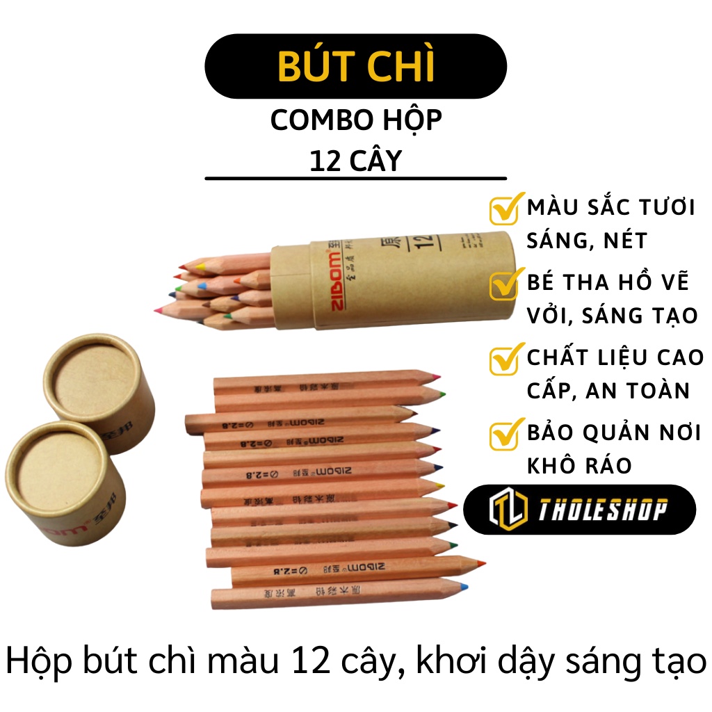 Bút Chì Màu - Combo 12 Bút chì Màu Cho Bé ( Có Chuốt), Nguyên Liệu Cao Cấp 6900