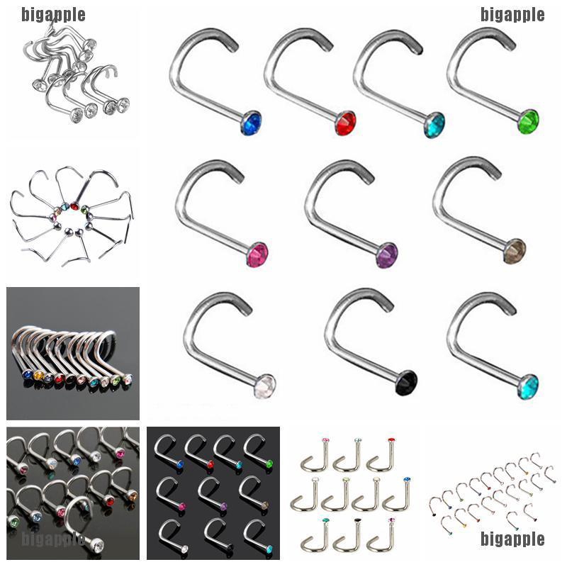Set 10 Khuyên MũI BằNg ThéP Không Gỉ ĐíNh Đá Cá TíNh