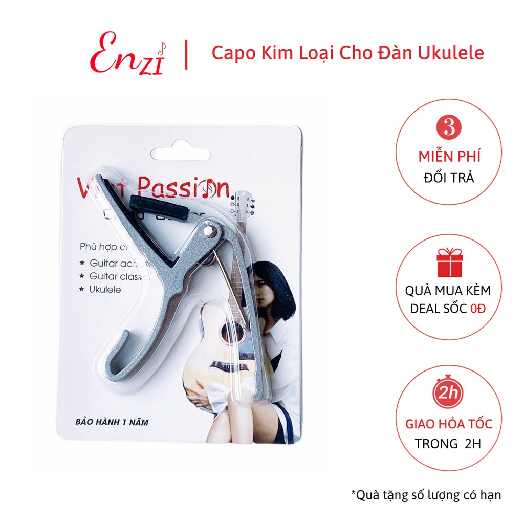 Kẹp đàn nâng tông hạ tông ukulele Enzi màu đỏ, chất liệu hợp kim bền đẹp cho mọi size 21, 23, 26 inch