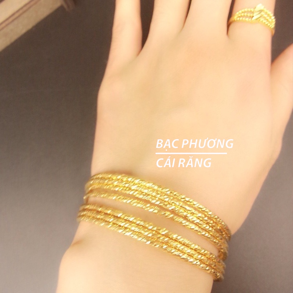 BỘ 7 VÒNG XIMEN BẢN TRÒN HOẠ TIẾT MẮT TRÚC & XOẮN MẠ VÀNG 18K