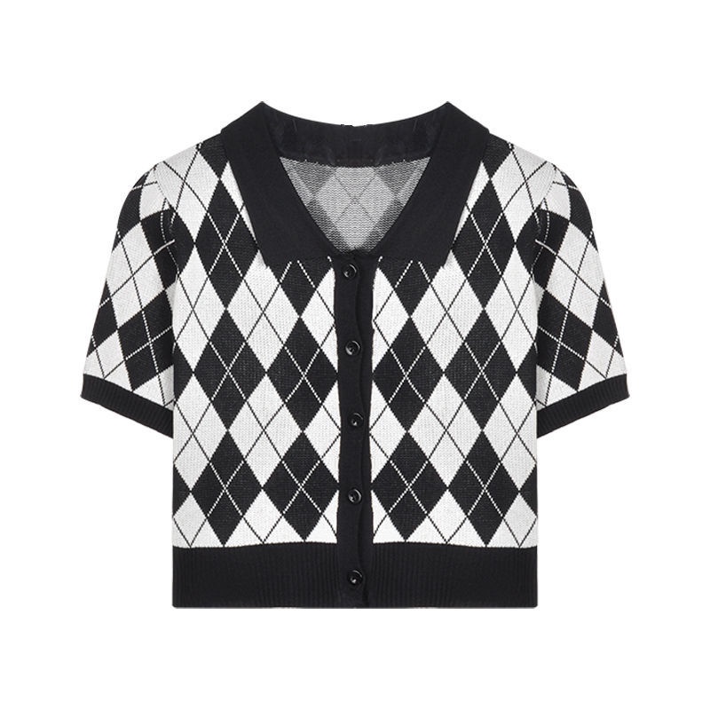 Áo Thun Dệt Kim Tay Ngắn Cổ Polo Phong Cách Mỹ Thời Trang Mùa Hè Cho Nữ