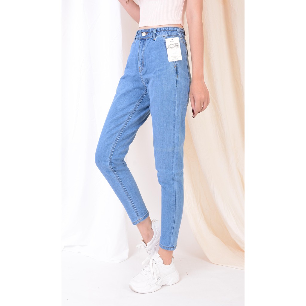 Quần jean nữ ống rộng baggy đẹp lưng cao cạp chun cúc trơn hàng hiệu cao cấp mã 466 VANIZEN