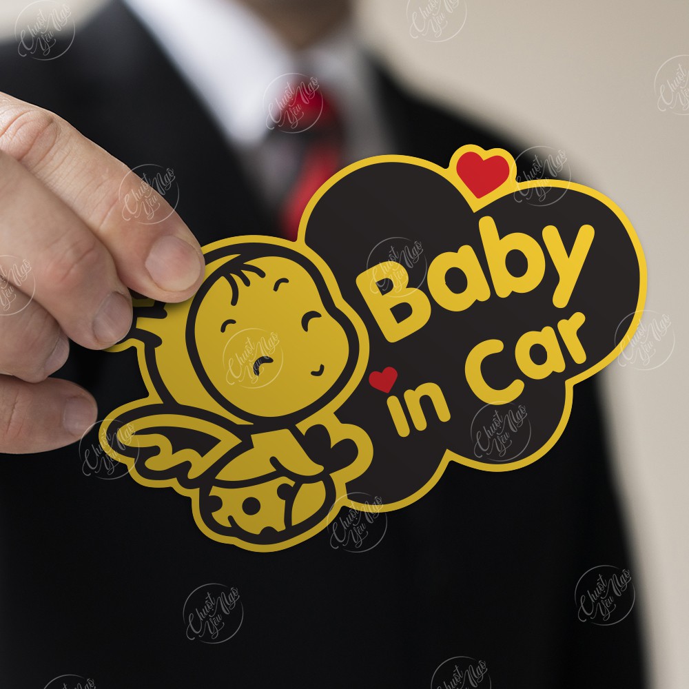 Combo 2 logo sticker 15cm x 9cm Baby In Car cho xe ô tô