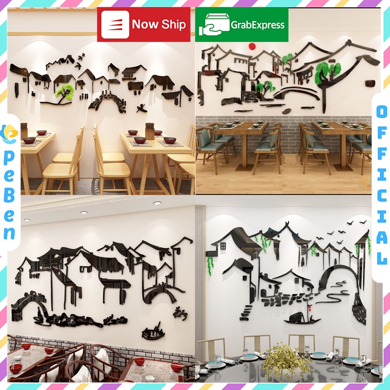 Tranh dán tường mica 3d decor khổ lớn tranh mặc thủy mica 3d trang trí quán ăn, nhà hàng, nail Nhiều Size - EPeBen