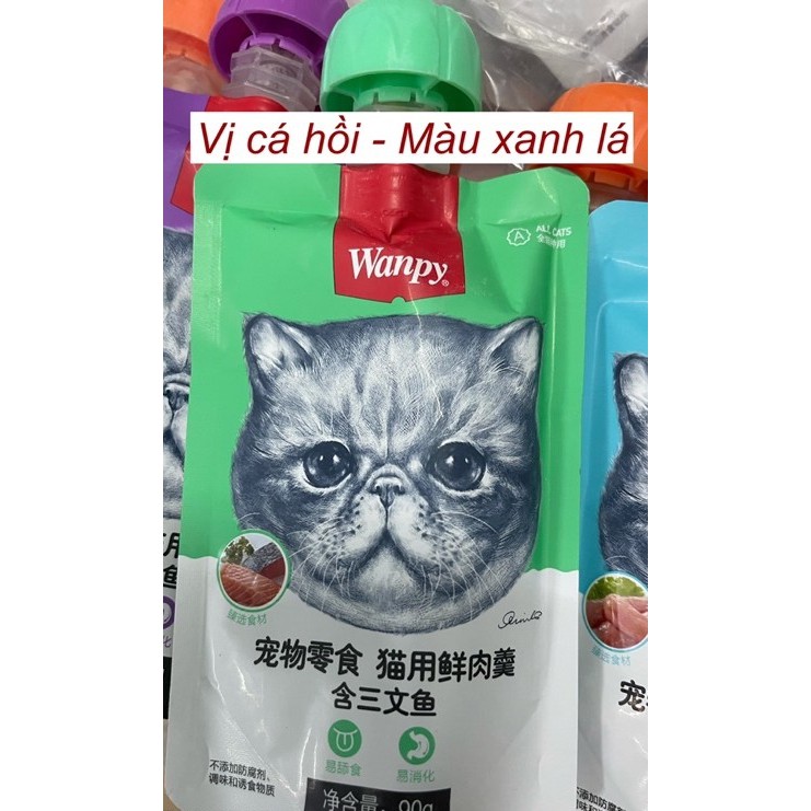 SÚP THƯỞNG CHO MÈO Wanpy Gói 90g Có nắp vặn tiện dụng Bổ sung dinh dưỡng Kích thích thèm ăn Tốt cho hệ tiêu hóa