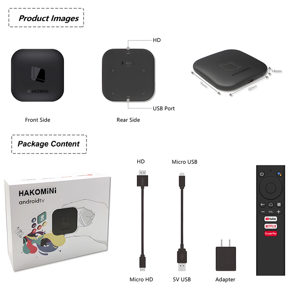 Tivi Box cao cấp hỗ trợ Video 4K HD hệ điều hành Android 9.0 Wifi kép tích hợp cả Bluetooth 4.2 HAKOMiNi Y2 tv box