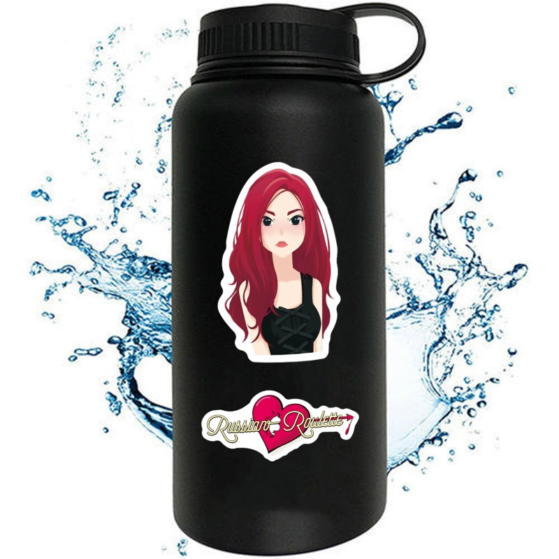 Bộ 50 Miếng Dán Trang Trí Laptop / Vali / Vali Hình Nhóm Nhạc Kpop Bằng Nhung Màu Đỏ