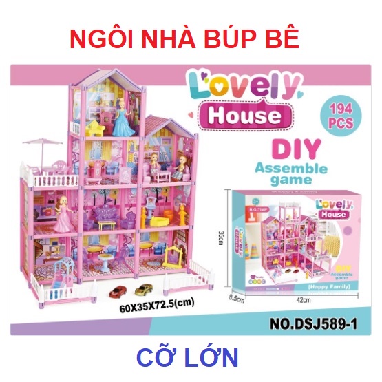 Nhà búp bê cỡ lớn đồ chơi mô hình cho bé lắp ráp tăng trí tưởng tượng, quà tặng sinh nhật cho bé