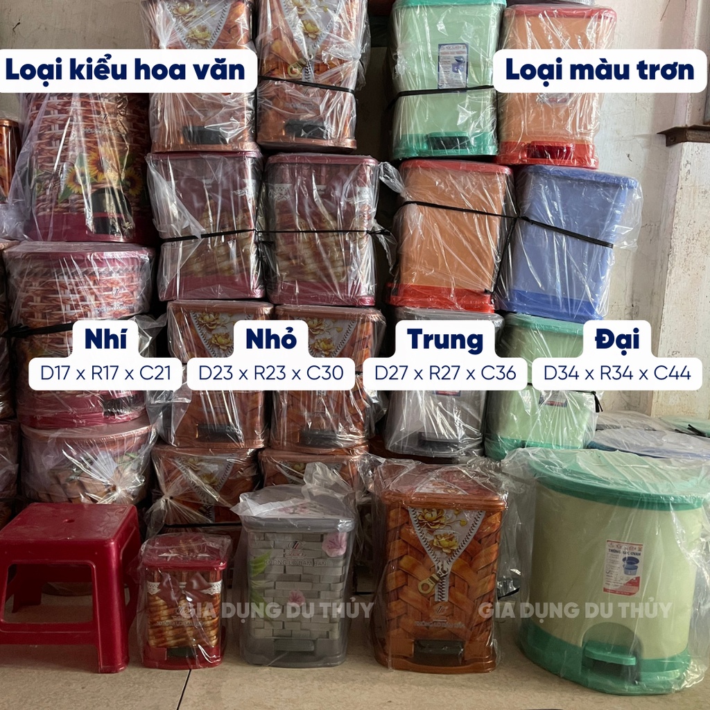 Thùng rác nhựa đạp chân hình vuông, thùng rác nhựa có nắp size mini, nhỏ, trung, lớn đựng rác văn phòng, rác nhà bếp