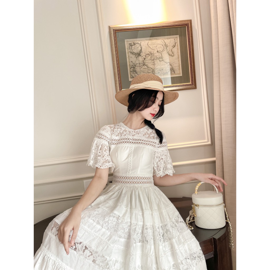 [Mã SKAMSALEP6 giảm 10% tối đa 100K đơn 150K] SÒ VINTAGE - DONY Đầm xoè tay cánh tiên phối ren | BigBuy360 - bigbuy360.vn