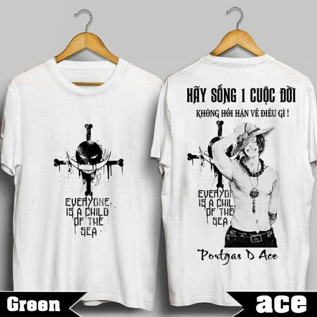 🔥Áo One Piece🔥Áo Râu Trắng | áo in hình Ace One Piece đẹp siêu ngầu giá siêu rẻ nhất vịnh bắc bộ