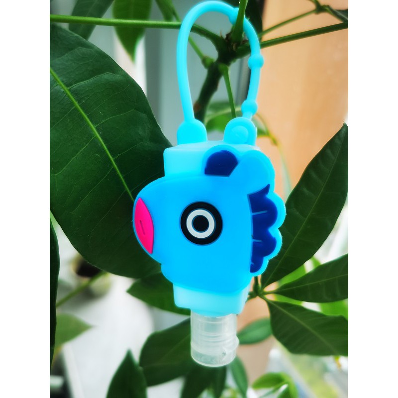 Chai nước rửa tay bằng silicon kháng khuẩn có dây treo hình hoạt hình BTS