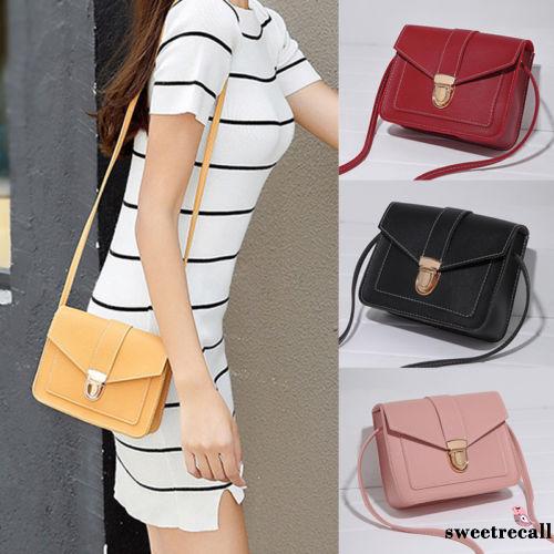 Eaa-phụ nữ đeo vai bằng da PU màu trơn thời trang dành cho nữ