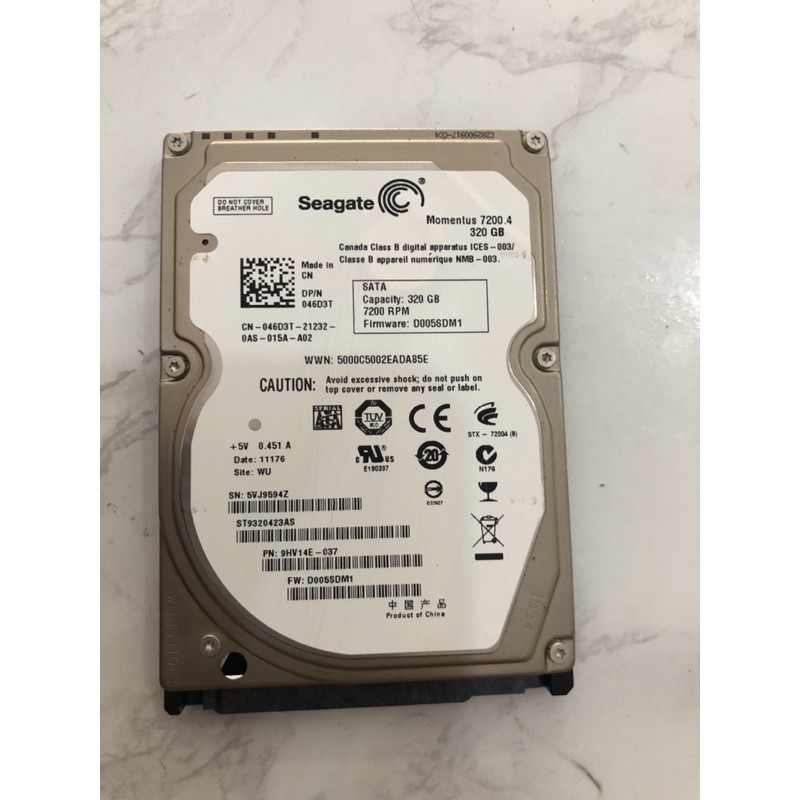 Ổ cứng laptop 320gb Seagate 7200rpm