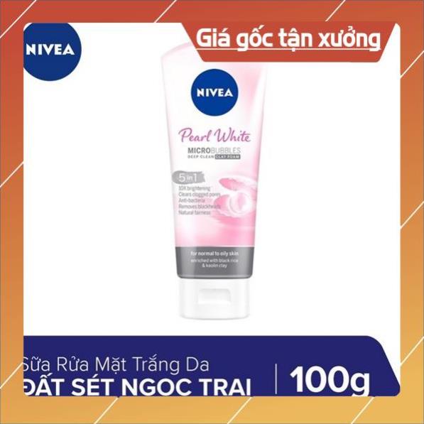 [ICLN9 giảm 5K cho đơn hàng 50k]  NIVEA SỮA RỬA MẶT TRẮNG DA BUBBLES DEEP CLEAN FOAM 5IN1 CHO DA THƯỜNG VÀ DA DẦU 100G