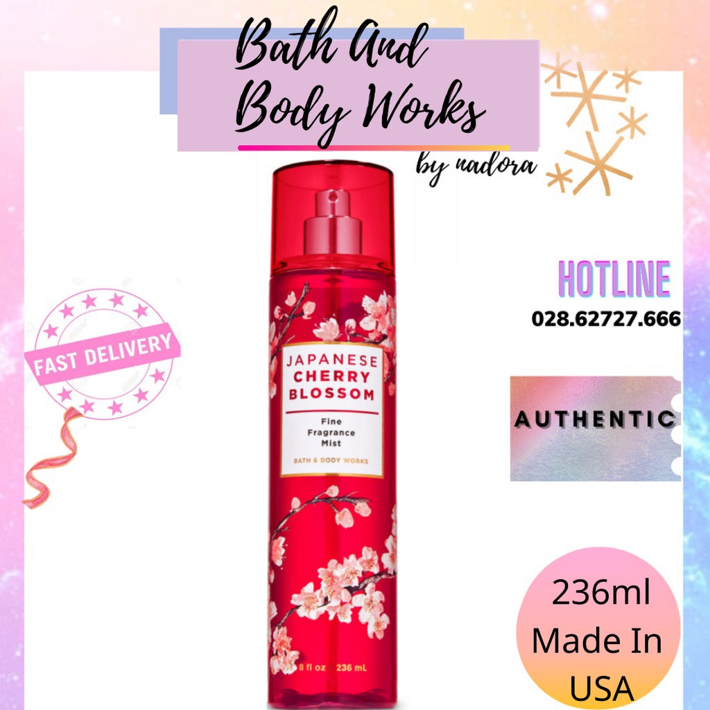 XỊT THƠM TOÀN THÂN BATH AND BODY WORKS BODY MIST - JAPANESE CHERRY BLOSSOM - 236ML