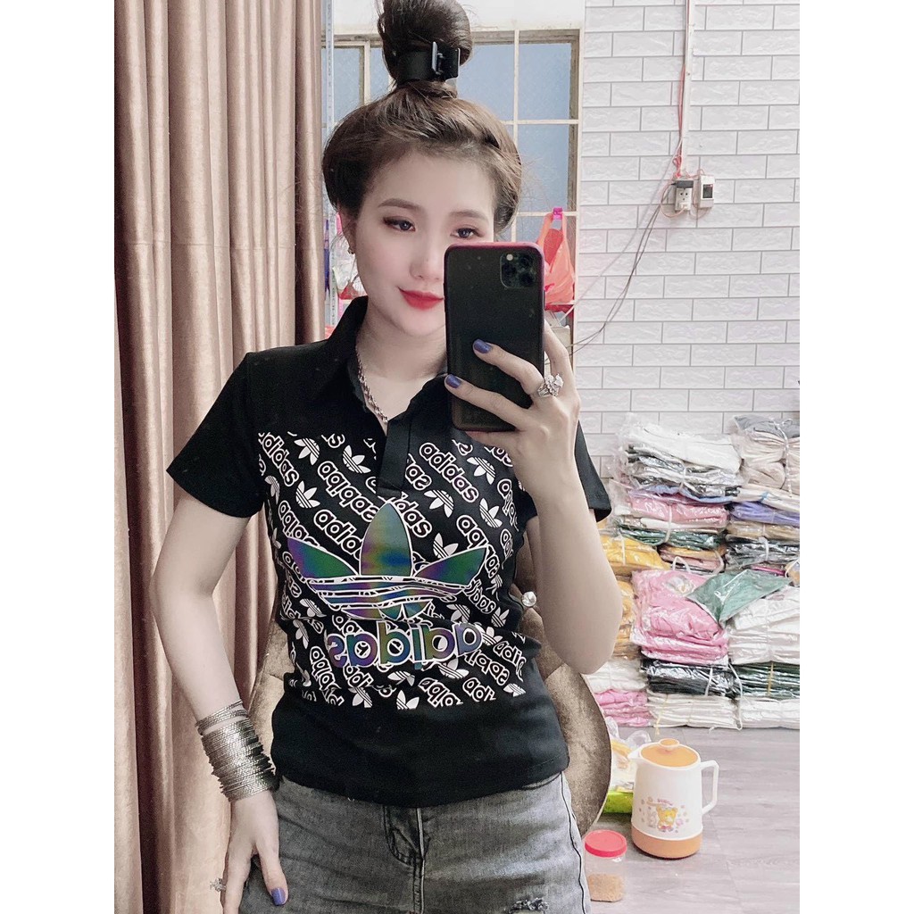 áo thun cổ bẻ in họa tiết siêu sang chảnh, hot hít ảnh thật