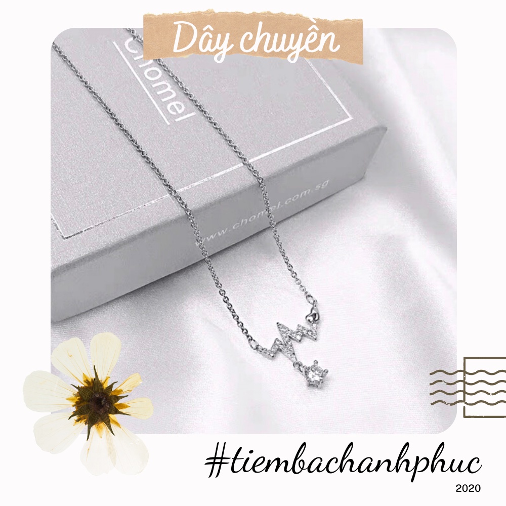 Dây chuyền nữ bạc ta hình nhịp tim siêu xinh (Ảnh thật cuối) vòng cổ nữ bạc thật xinh xắn - Mã TSJD14