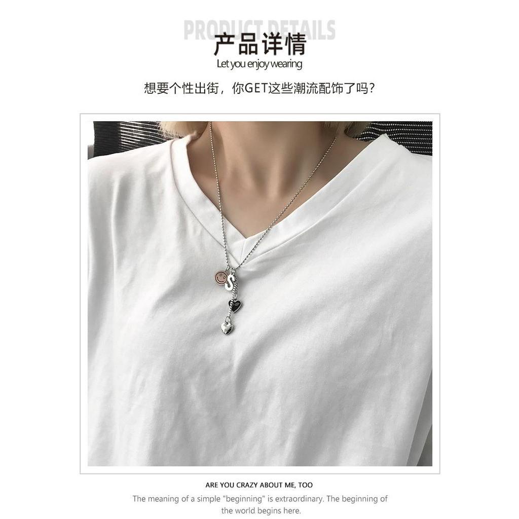 Dây Chuyền Thép Titan Không Phai Màu Mặt Chữ Love Mặt Cười Phong Cách Hàn Quốc 22763