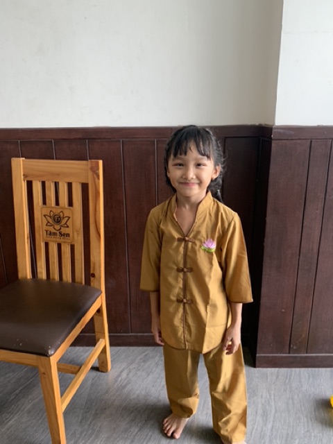 Đồ đi chùa cho bé thêu sen cổ tàu nút thắt