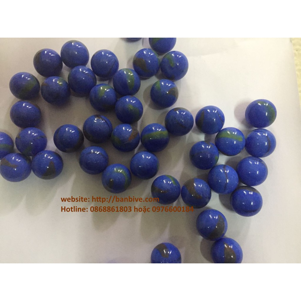Bi ve - bộ viên bi sứ xanh nước biển có vân bộ 50 viên