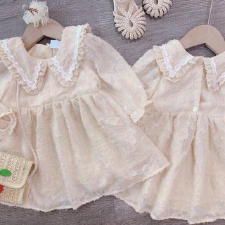 Đầm váy ren phối lông cho bé gái