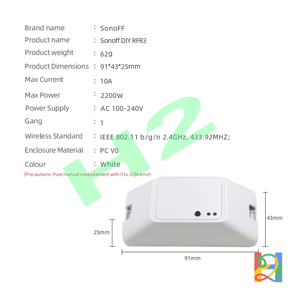 Công tắc Sonoff Basic RF R3 điều khiển từ xa qua wifi, 3g, 4g, hỗ trợ RF 433MHz, 1kênh 220V, 10A, 2200W