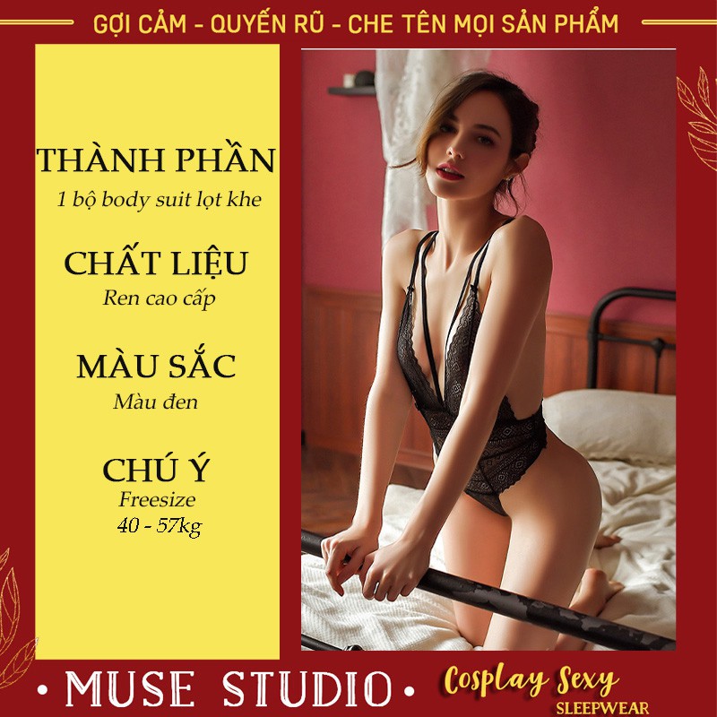 Đồ Ngủ Sexy ⚡𝑭𝑹𝑬𝑬𝑺𝑯𝑰𝑷⚡ Bộ Ngủ Sexy BodySuit Lọt Khe, Khoét Cổ V Tôn Mọi Dáng Ngực