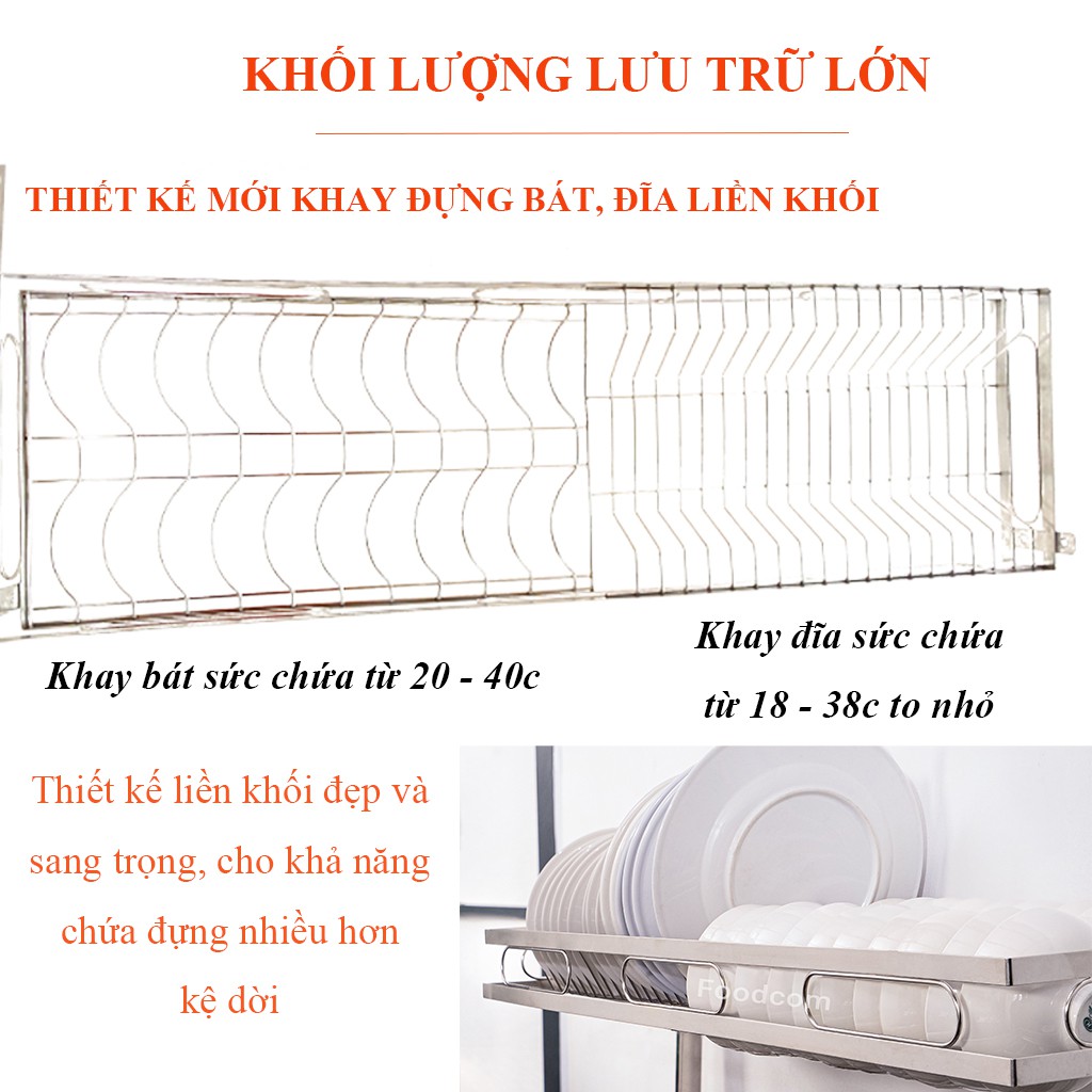 [HÀNG VIỆT NAM] - Kệ đựng chén bát inox đa năng Foodcom - Made in Việt Nam - Loại 86cm - 1 tầng | BigBuy360 - bigbuy360.vn