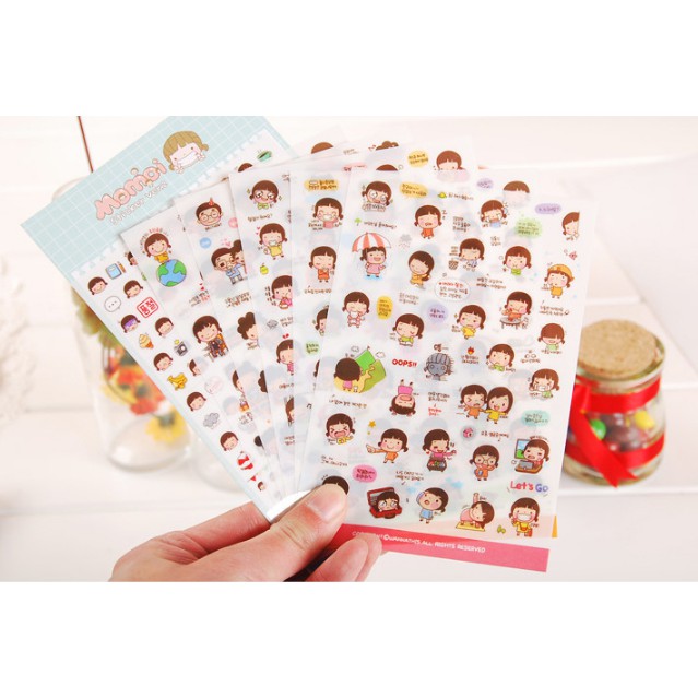 Set DIY Sticker 6 Tấm Trang Trí Phong Cách Hàn Quốc Momoi - Văn Phòng Phẩm Sáng Tạo