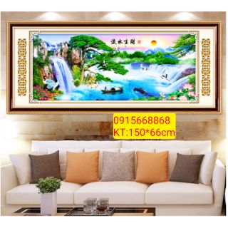Tranh thêu chữ thập phong cảnh non nước hữu tình kt 150*66cm