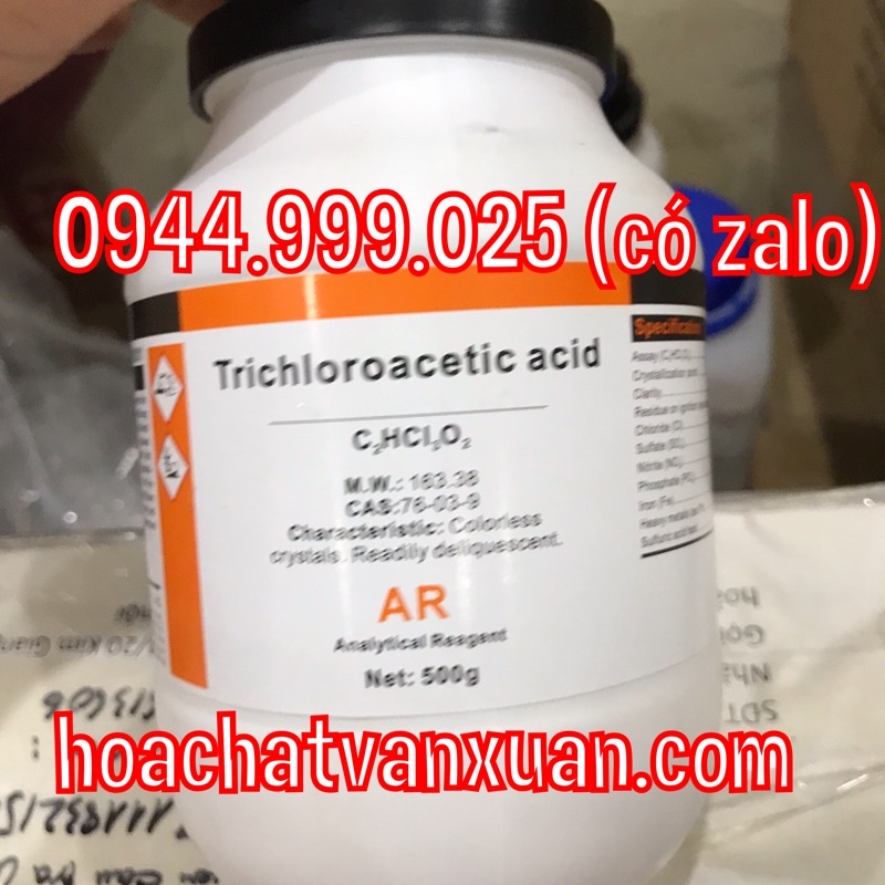 Hoá chất Trichloroacetic aci d Xilong TCA 500g nguyên liệu tẩy hạt cơm mụn cóc axi.t tricloaxetic CAS 76-03-9 Tca 99%
