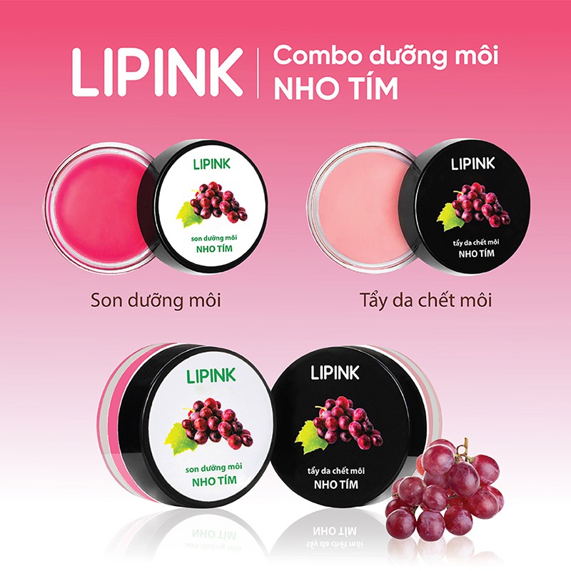 Combo dưỡng môi LIPINK Nho Tím -Son dưỡng môi MỀM MỊN - CĂNG HỒNG ngăn ngừa bong tróc, dưỡng hồng môi | BigBuy360 - bigbuy360.vn