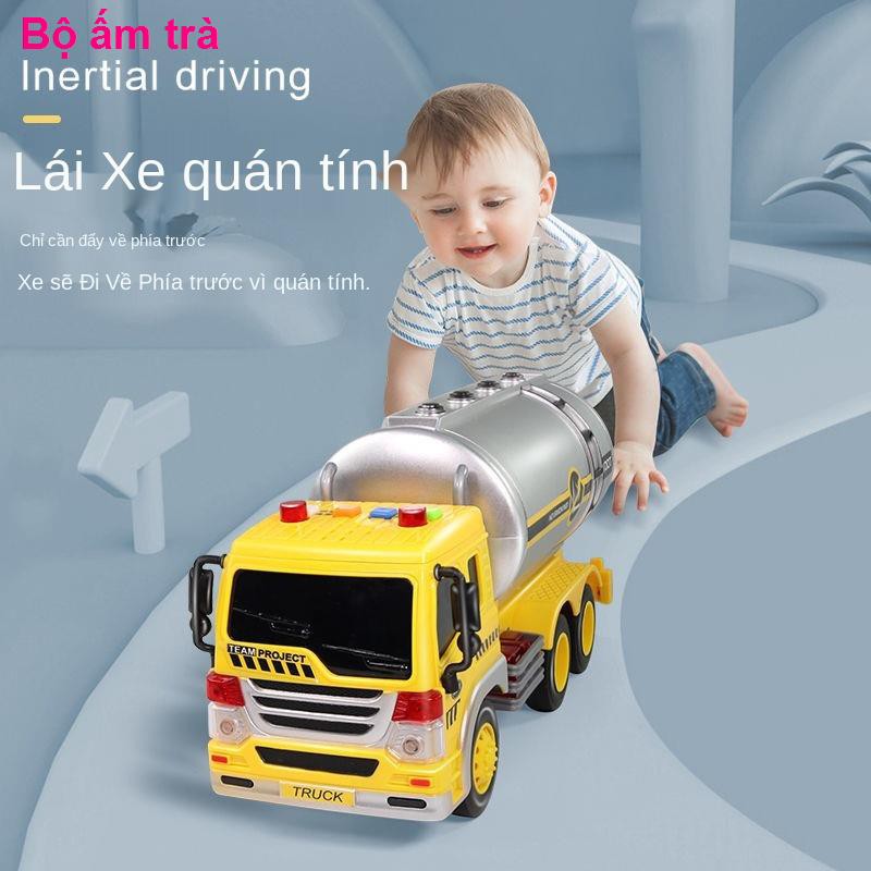 Xe cẩu cỡ lớn chở nhiên liệu mô hình quán tính đồ chơi bé trai nhạc 2-3-6 tuổi