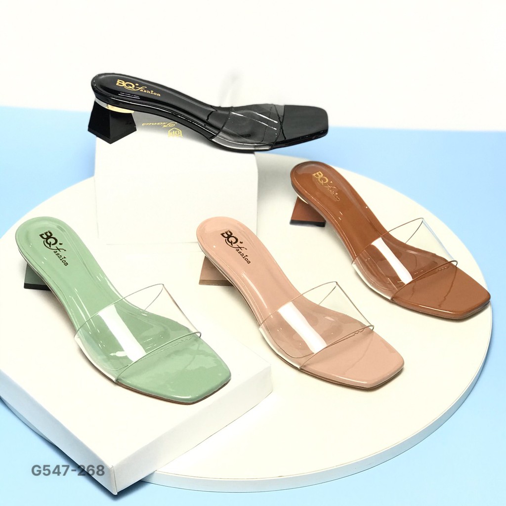 Guốc nữ BQ ❤️FREESHIP❤️ Dép cao gót nữ quai trong gót hình thoi mới G547-268