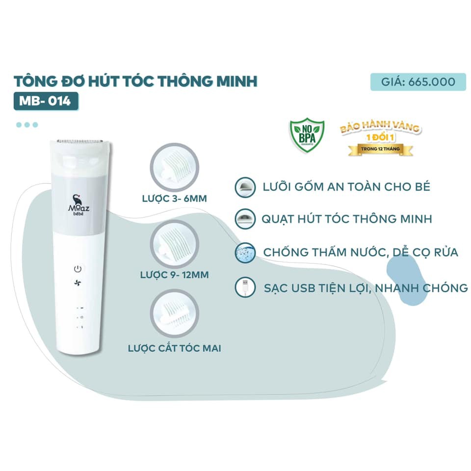 Tông đơ cắt tóc và hút tóc tự động Moazbebe MB014