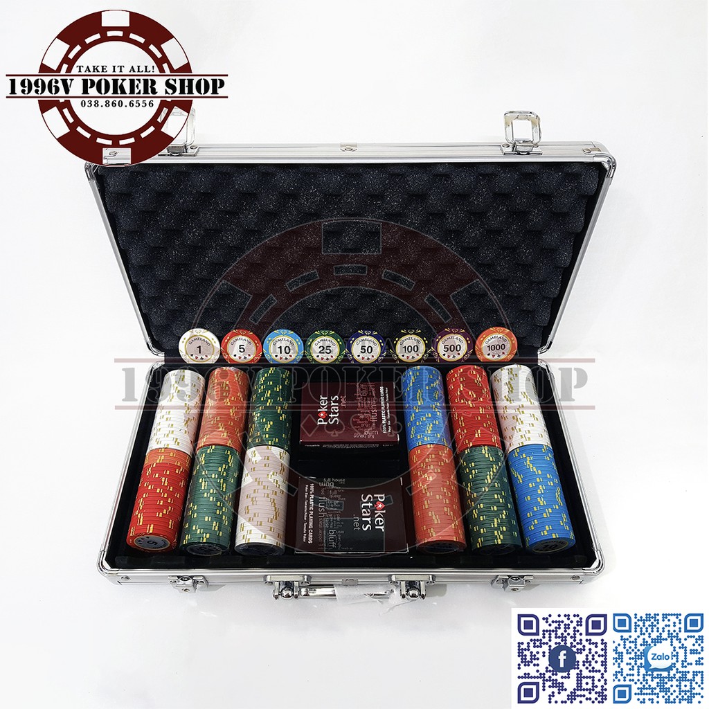 Chip Poker có số, phỉnh poker Gameland Diamond chip set Pocker đất nung - 1996V Poker Shop