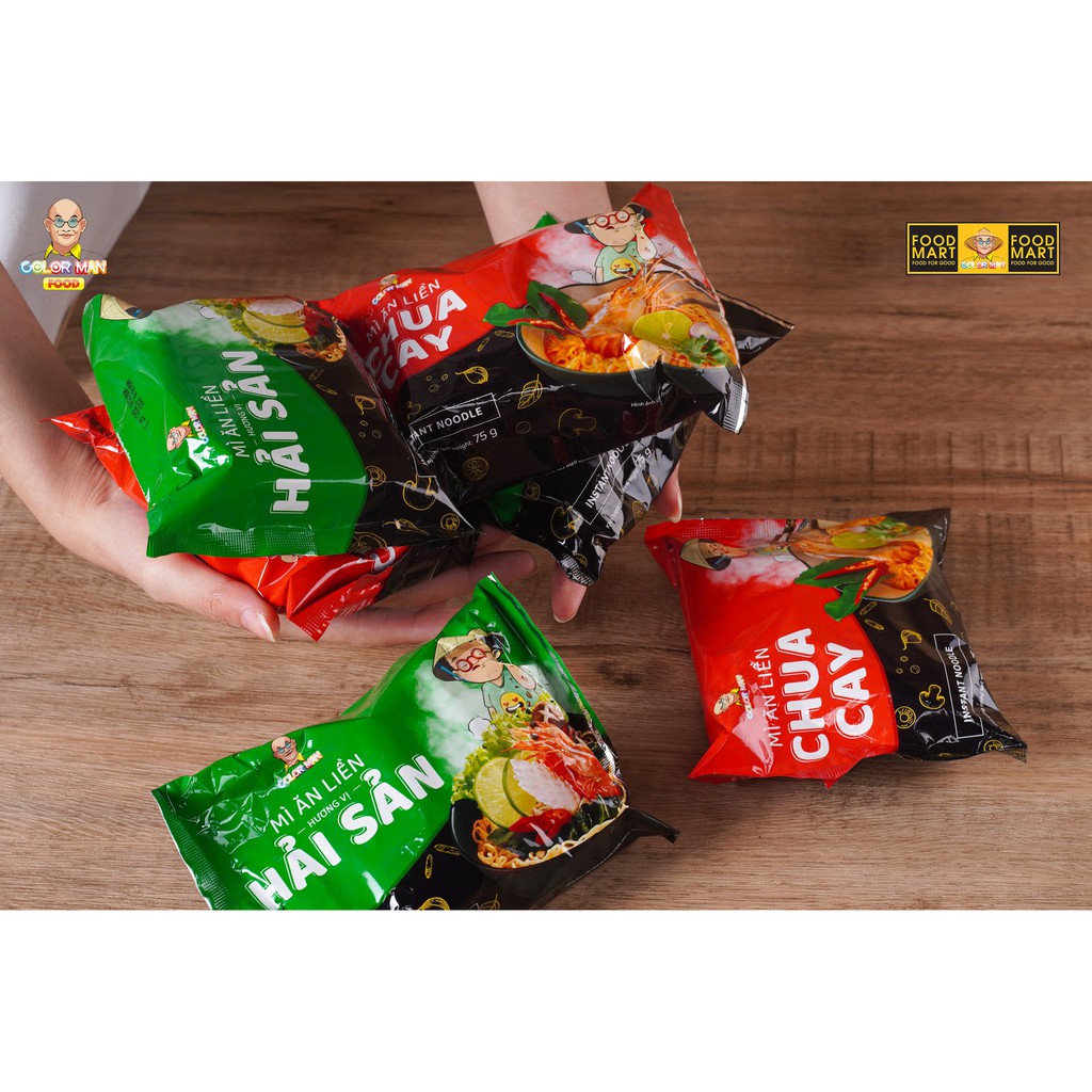 Mì Gói Hải Sản Color Man  từ khoai tây, bột gia vị hải sản thanh đạm với sợi mì dai ngon tròn vị | BigBuy360 - bigbuy360.vn