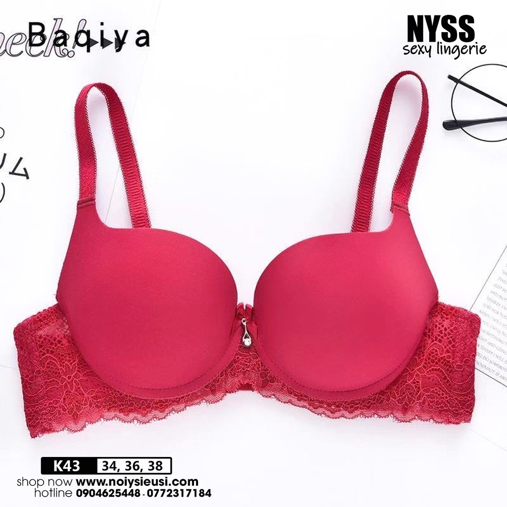 Áo Nâng Ngực Baqiya K43 - Áo Ngực Mút Dày 3cm Trơn Dây Ren Gợi Cảm Nâng Ngực Hoàn Hảo