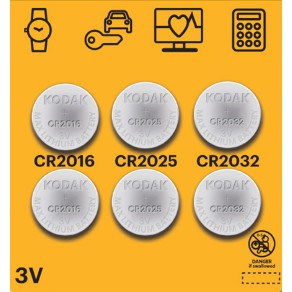 Vỉ 6 pin cúc áo Kodak Lithinium CR2016 CR2025 CR2032 điện thế 3V chính hãng Uncle Bills IB0222 pin chìa khóa ô tô xe máy