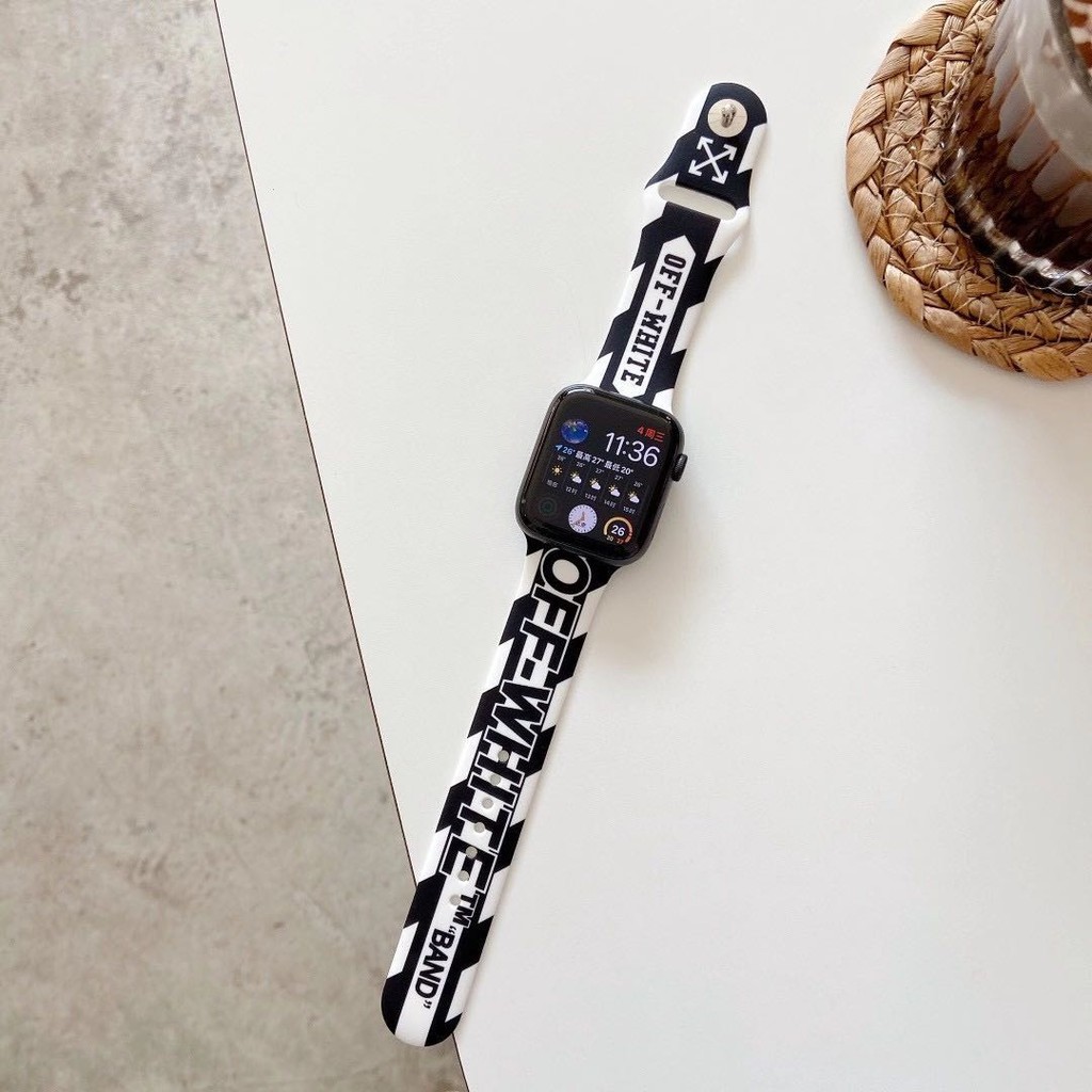 Off White Dây Đeo Silicon Cho Đồng Hồ Apple Watch