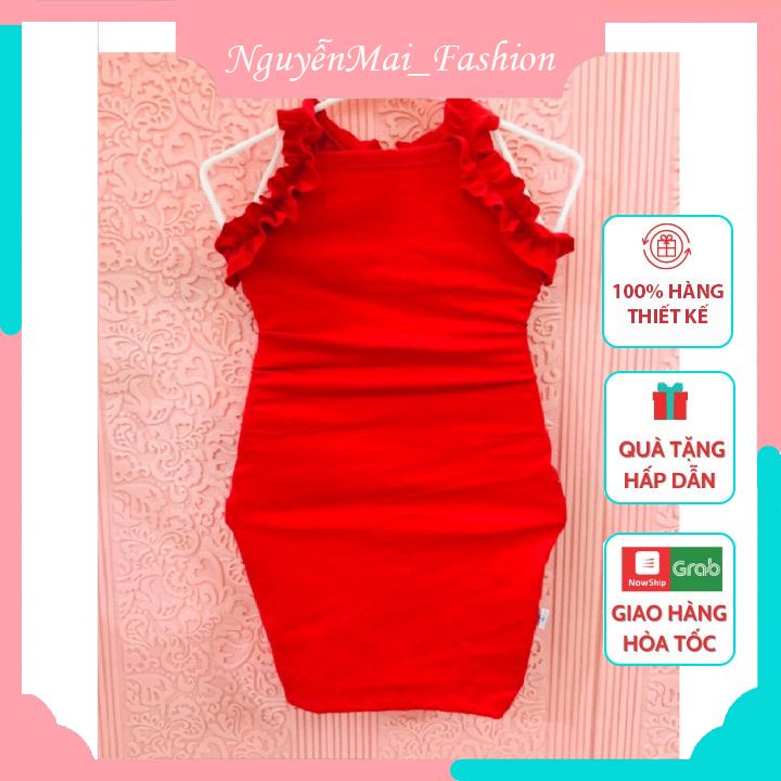 Đầm Body Hai Dây Đan Dây Lưng Cho Bé Gái Chất Thun Cao Cấp Đầy Đủ Size Cho Bé Từ 7kg - 23kg