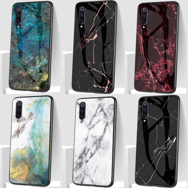 Case MEIZU 16S Meilan Note 9 Note 6 Note 5 5S 16X X8 16th Plus Marble Tempered Glass Protective Back Cover