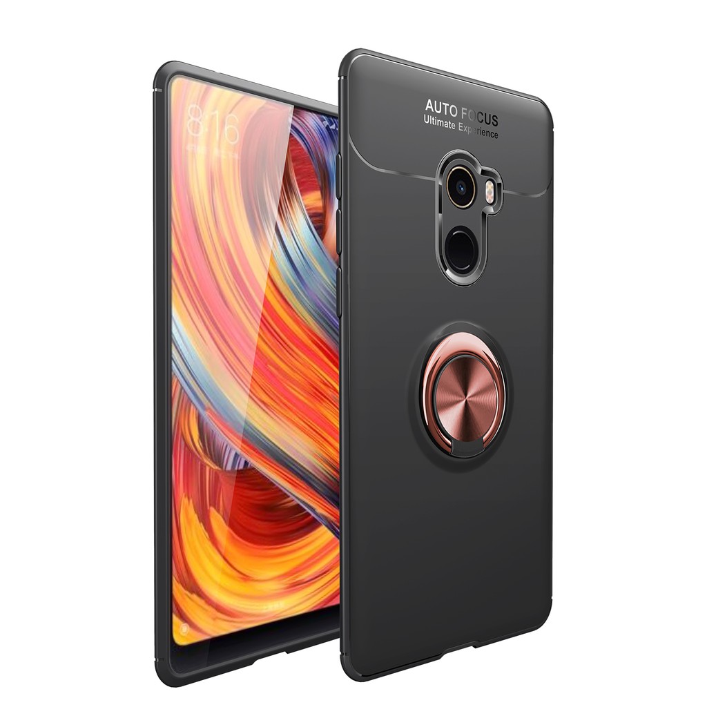 Ốp điện thoại màu trơn có giá đứng vòng nhẫn từ tính cho Xiaomi Mi Mix 2